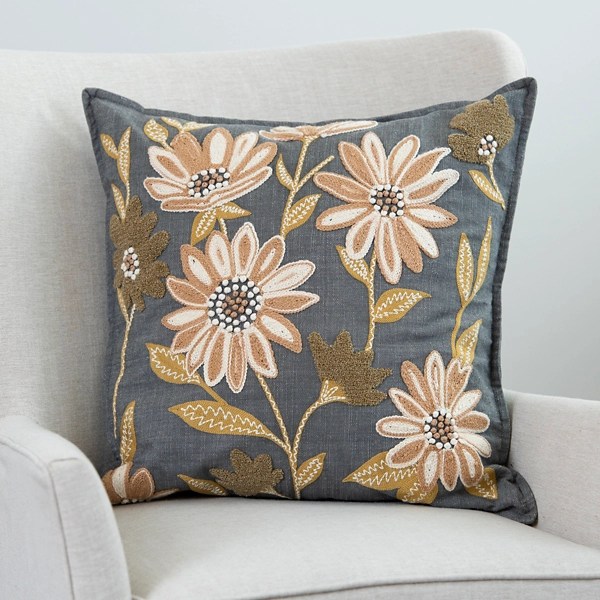 Norfolk Charcoal Floral Pillow Kirklands Home