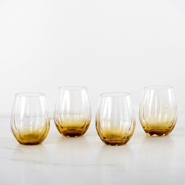 Amber Pumpkin Stemless Wine Glasses, Set of 4 Kirklands Home
