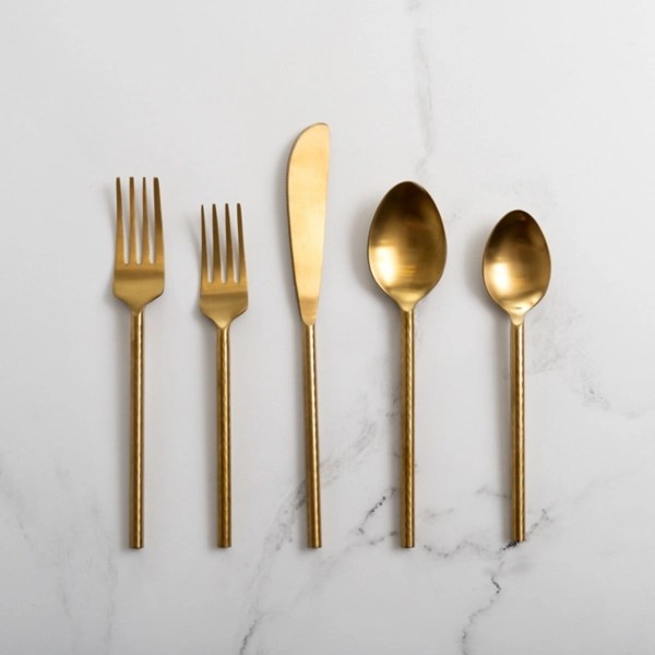 Gold Hammered Metal 5pc. Flatware Set Kirklands Home