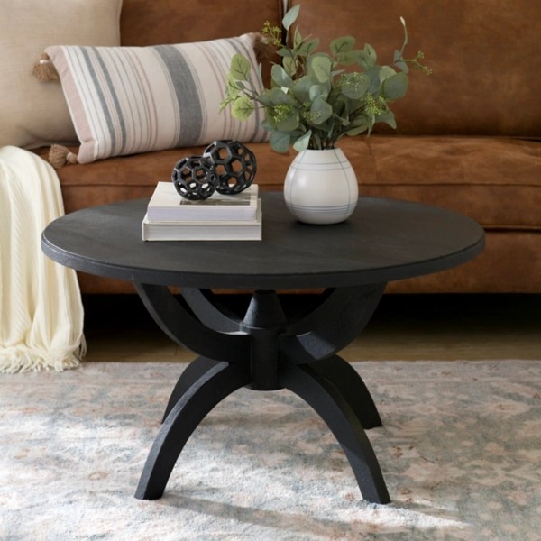 Black Wood Round Dori Coffee Table Kirklands Home
