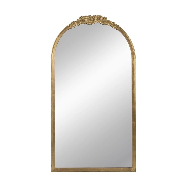 Gold Floral Top Arch Frame Floor Mirror, 27x52 in. Kirklands Home