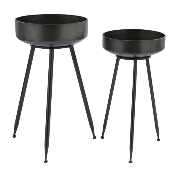 Black Metal Saucer Tripod Plant Stands, Set of 2 Kirklands Home