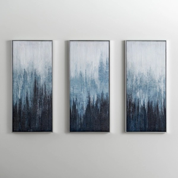 Blue & Silver Abstract Canvas Art Prints, Set of 3 Kirklands Home