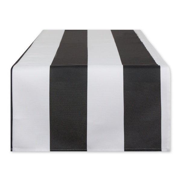 Black and White Cabana Stripe Outdoor Table Runner Kirklands Home