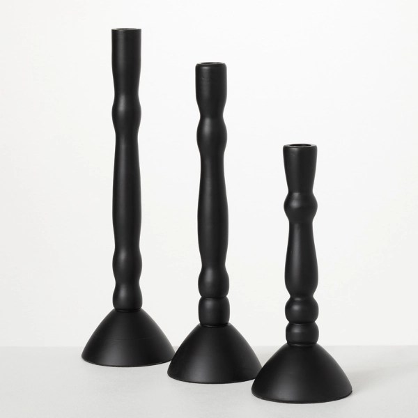 Black Round Base Taper Candle Holders, Set of 3 Kirklands Home