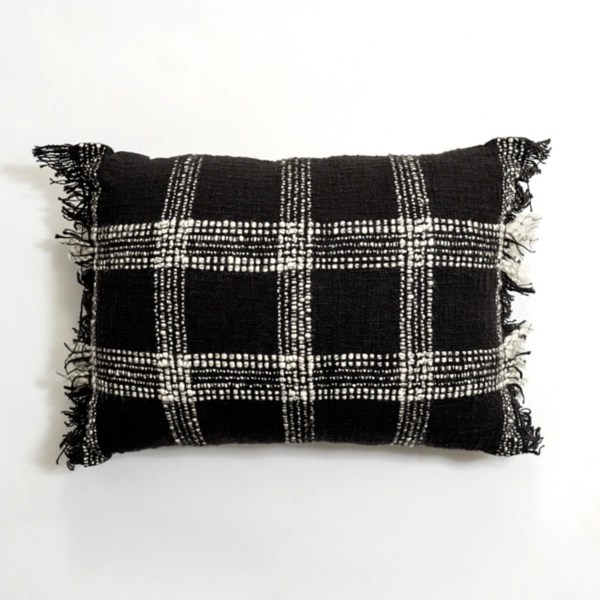 Black and White Open Plaid Lumbar Pillow Kirklands Home