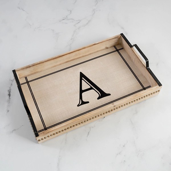 Whitewash Beaded Monogram A Tray Kirklands Home