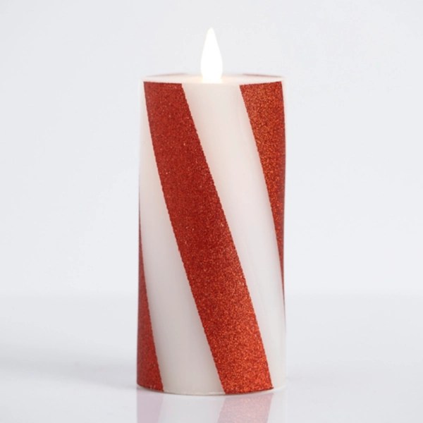 Candy Cane Stripe LED Pillar Candle, 7 in. Kirklands Home