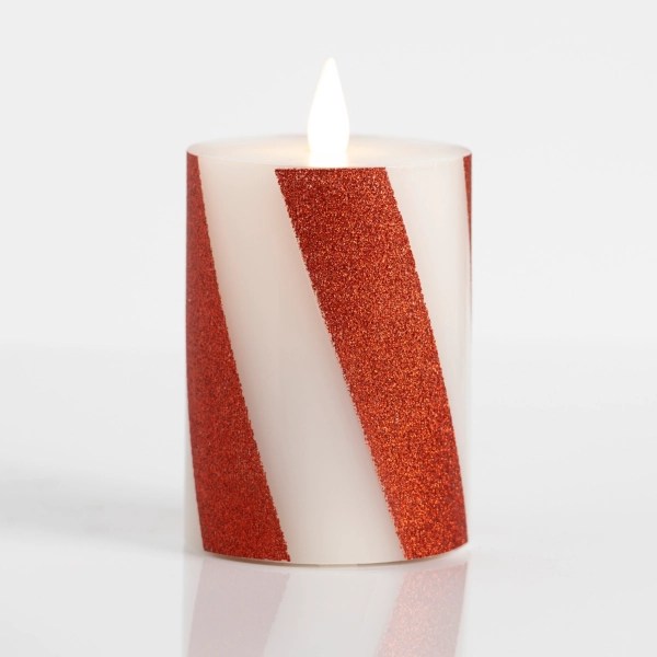 Candy Cane Stripe LED Pillar Candle, 5 in. Kirklands Home