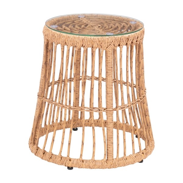 Natural Rattan Glass Top Outdoor Accent Table Kirklands Home