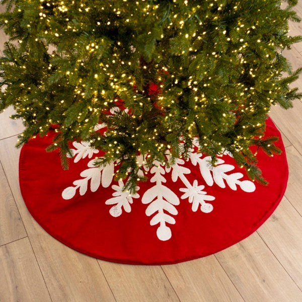 Red and White Snowflake Tree Skirt Kirklands Home