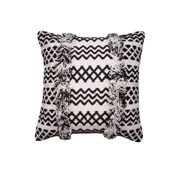 Black Lyla Chevron Fringe Decorative Throw Pillow Kirklands Home