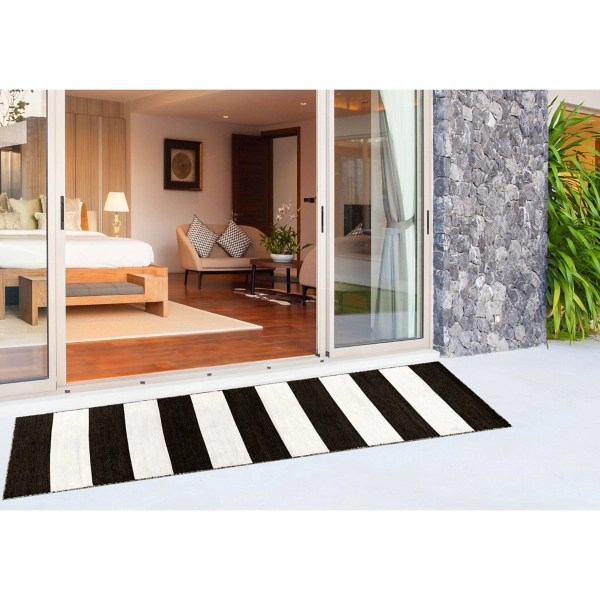 Kirklands Black Cabana Stripe Indoor/Outdoor Runner, 2x8 Hamilton Place