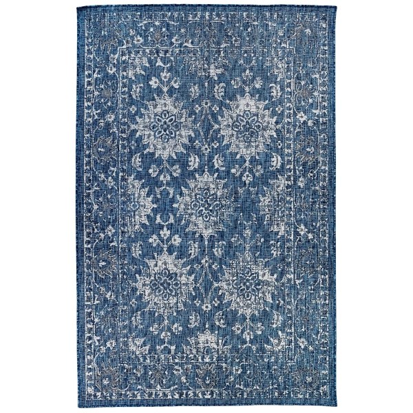 Navy Botanical Hannah Indoor/Outdoor Rug, 6x9 Kirklands Home