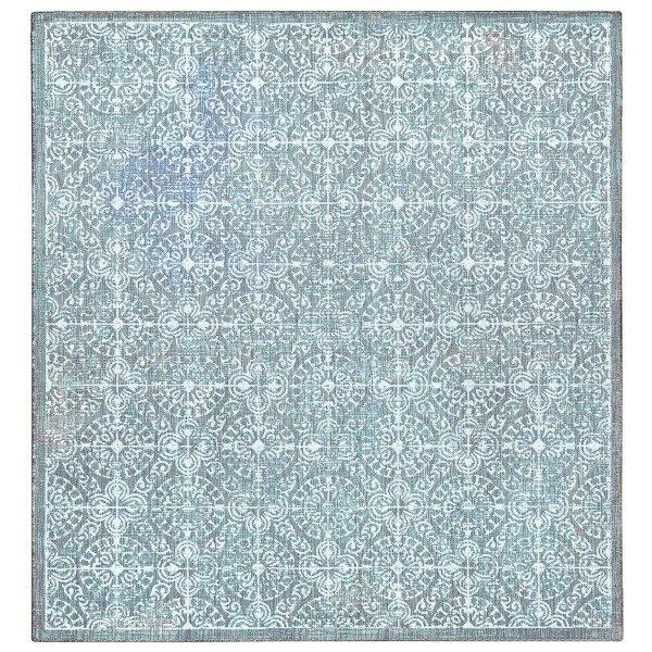 Aqua Embellished Indoor/Outdoor Area Rug, 7x7 Kirklands Home