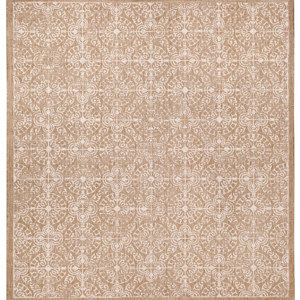 Sand Embellished Scroll Indoor/Outdoor Rug, 7x7 Kirklands Home