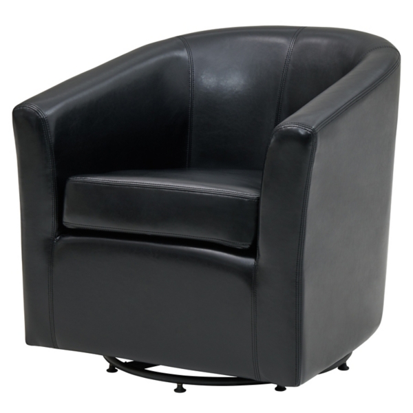 Black Bonded Leather Swivel Barrel Chair Kirklands Home
