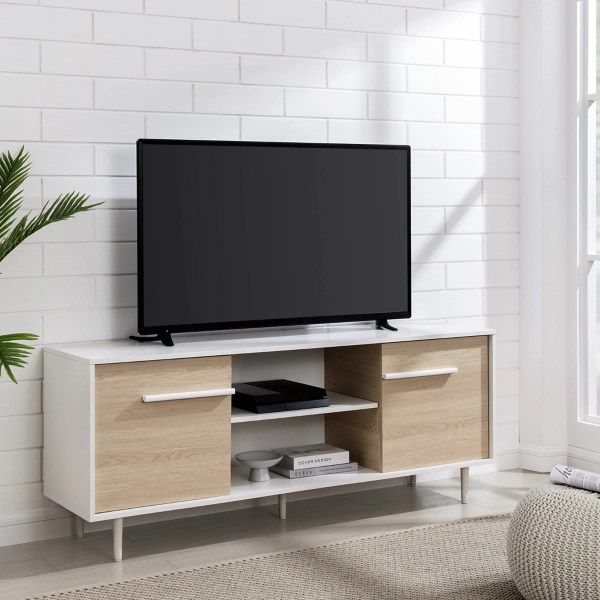 Daisy White Oak Wood Open Storage TV Stand Kirklands Home
