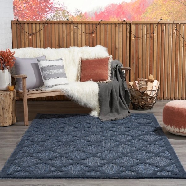 Deep Navy Trellis Outdoor Area Rug, 4x6 Kirklands Home