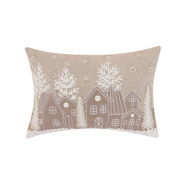 Embroidered Neutral Village Lumbar Pillow Kirklands Home