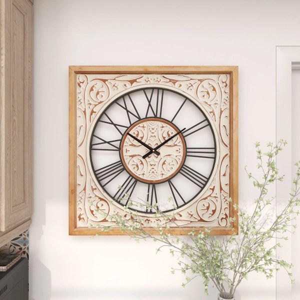 White Wood Farmhouse Square Wall Clock Kirklands Home