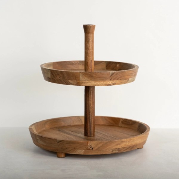 Round Mango Wood 2Tier Serving Tray Kirklands Home