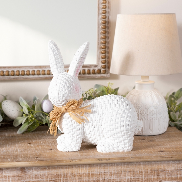 White Wicker Bunny Decoration Kirklands Home