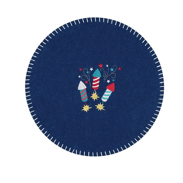 Round Navy Sparkler Felt Placemats, Set of 6 Kirklands Home