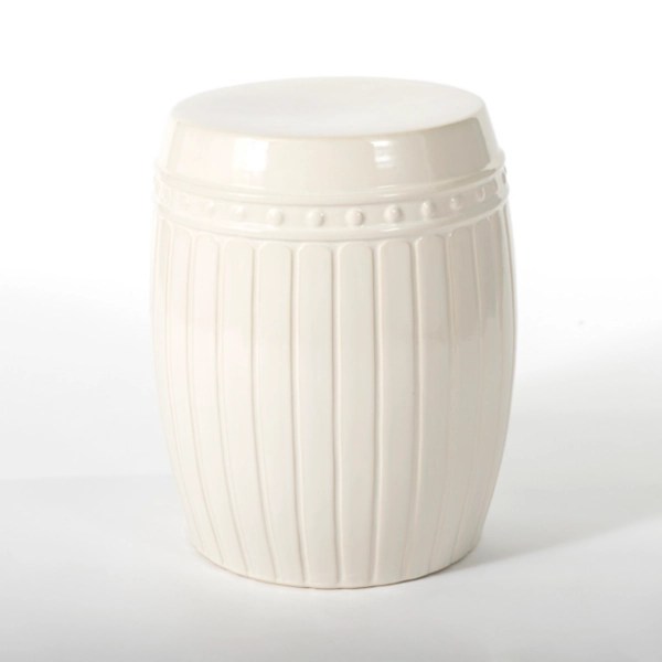 Cream Stella Striped Garden Stool Kirklands Home