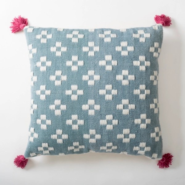 Blue Petite Woven Petals Outdoor Throw Pillow Kirklands Home