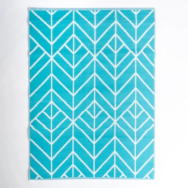 Turquoise Herringbone Outdoor Area Rug, 6x9 Kirklands Home