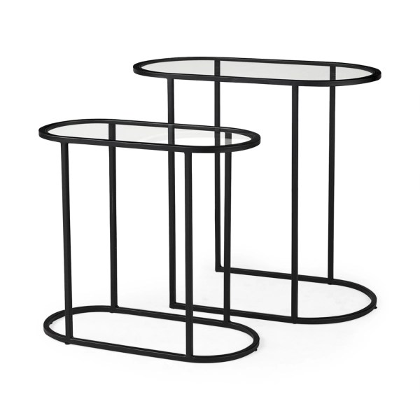 Black Oval Nesting Accent Tables, Set of 2 Kirklands Home