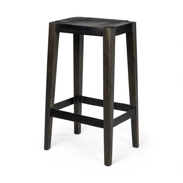 Black Wood and Metal Bar Stool Kirklands Home