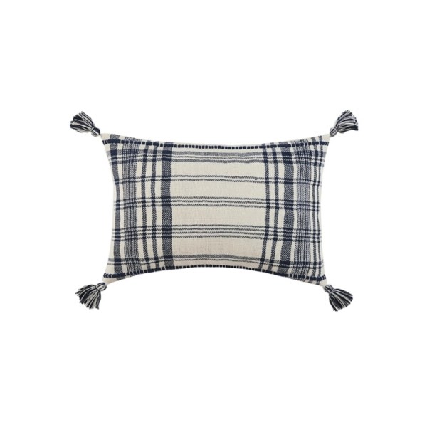Navy and White Plaid Lumbar Pillow Kirklands Home