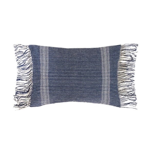 Denim Blue Striped Fringe Pillow Kirklands Home