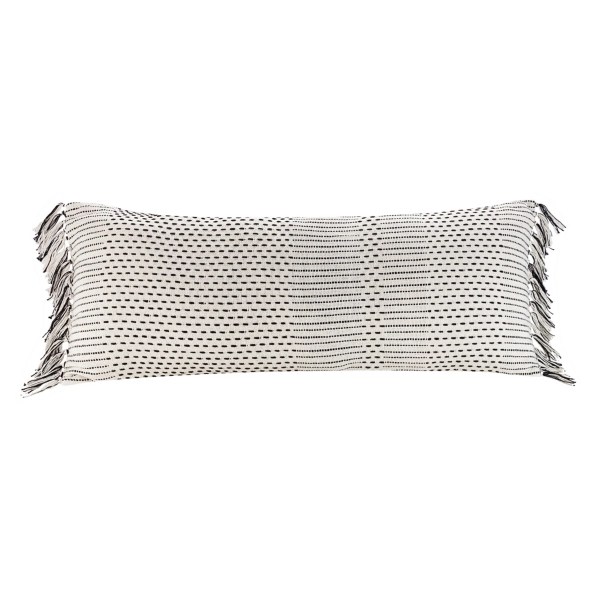 Merle Black and White Fringe Lumbar Pillow Kirklands Home