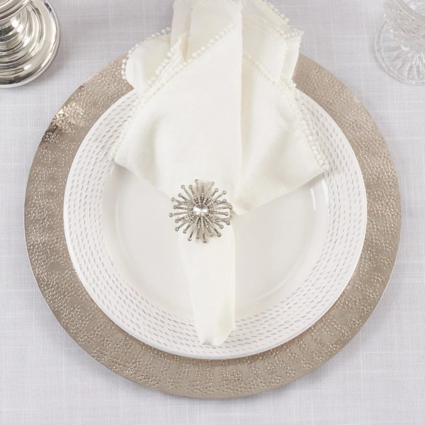 Silver Glitter Starburst 4pc. Napkin Ring Set Kirklands Home