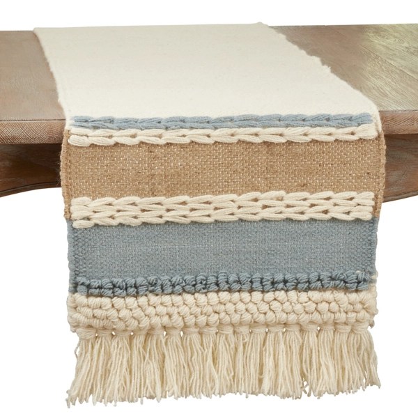 Boho Blue and Cream Woven Wool Table Runner Kirklands Home