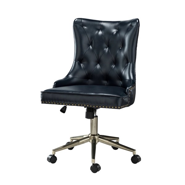 Navy Faux Leather Tufted Back Office Chair Kirklands Home