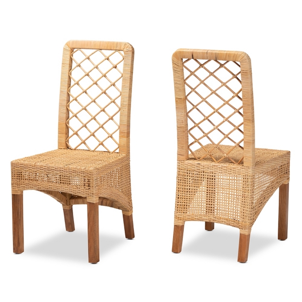 Natural Rattan Woven Back Dining Chairs, Set of 2 Kirklands Home