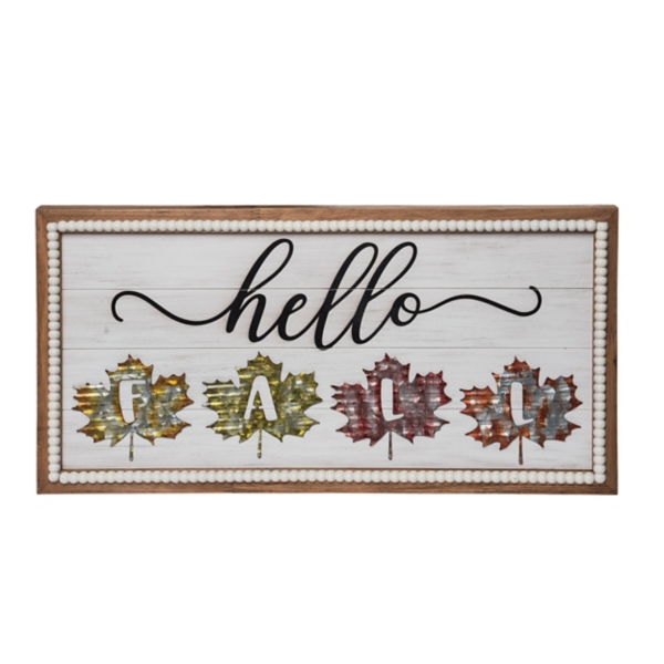 Hello Fall Leaves Beaded Wall Plaque Kirklands Home