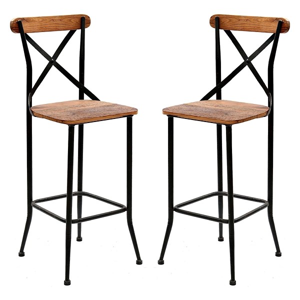 Dark Bronze and Pine Wood Bar Stools, Set of 2 Kirklands Home