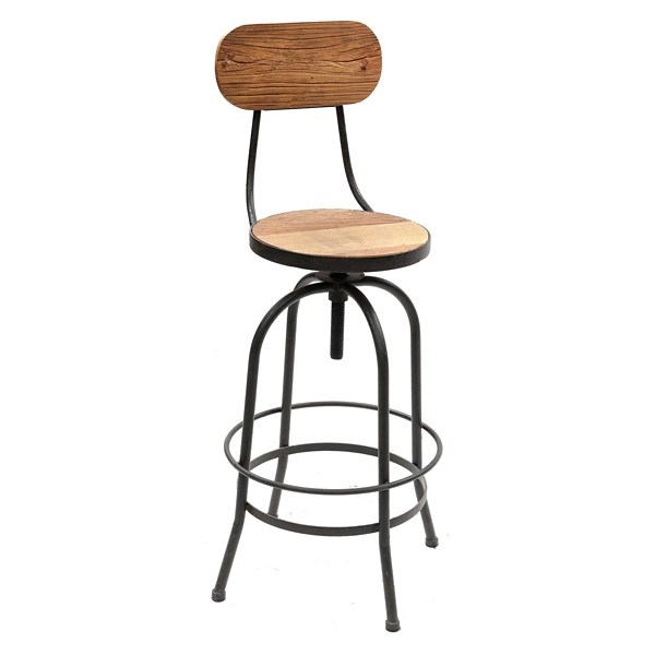 Adjustable Wood and Metal Industrial Bar Stool Kirklands Home