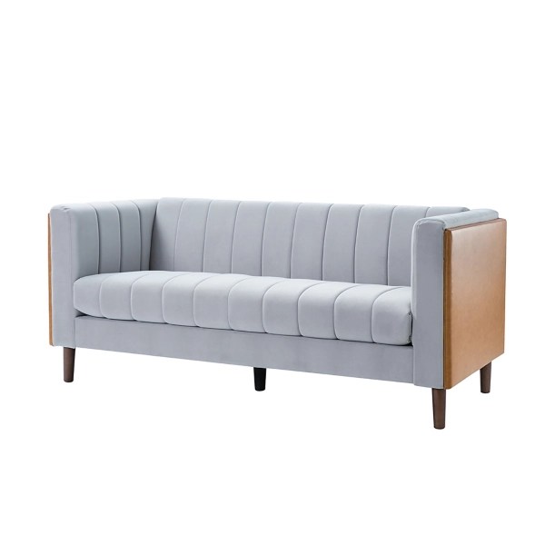 Gray and Brown Leather Square Arm Sofa Kirklands Home