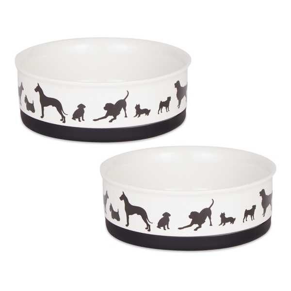 Black and White Dogs 2pc. Pet Bowl Set, 6 in. Kirklands Home