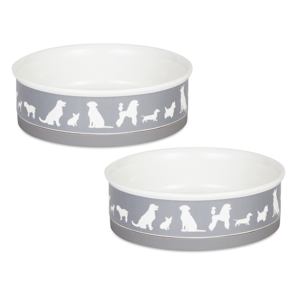 Gray Dogs 2pc. Ceramic Pet Bowl Set, 7 in. Kirklands Home