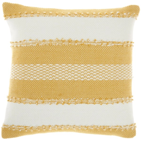 Yellow Woven Stripe Reversible Outdoor Pillow Kirklands Home