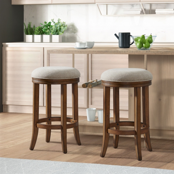 Natural Linen 2pc. Wood Counter Stool Set Kirklands Home