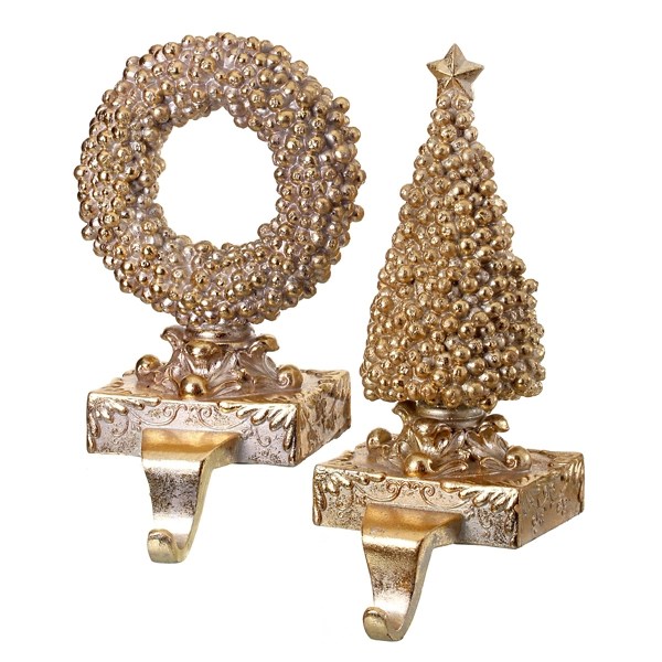 Gilded Tree and Wreath Stocking Holders, Set of 2 Kirklands Home