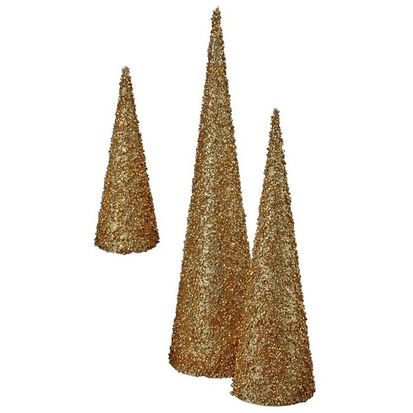 Glittered Gold Cone Tabletop Trees, Set of 3 Kirklands Home